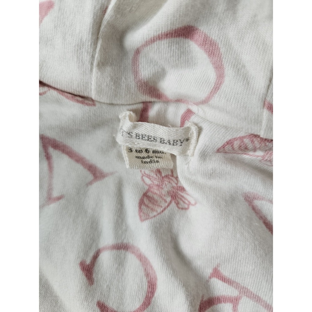 Burts Bees Puffy Jacket Pink/Gray Stripped With Hood Sz 3-6M 100% Organic Cotton - Picture 3 of 4